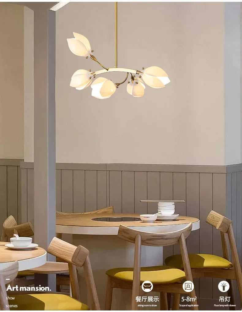 Modern Luxury French Creamy Wind Ceramic Chandelier Living Dining Room Bedroom Led Pendant Lamp Home Decor Hanging Light Fixture