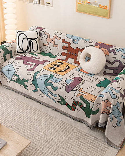 Sofa Towel  with Full Coverage Ins Cream Wind Cotton Yarn Camping Blanket Sofa Cushion Cover All  Season Universal All Inclusive