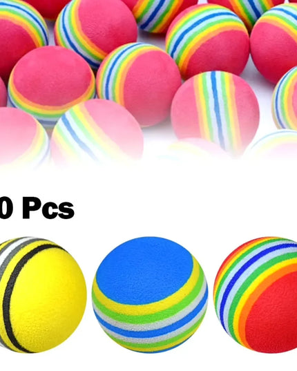 10PCS Foam Golf Balls Indoor Swing Training Practice Balls Rainbow Sponge Balls Golf Beginners Flexible Training Aid Accessories