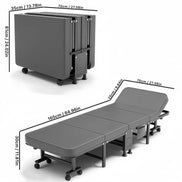 1 Dust Cover for a Folding Bed or 1 Folding Bed, Multifunctional Tech Fabric with High-Density Foam Mattress, Compact Storage Space, Single Bed, Folds into a Quarter, Easy to Assemble, with Wheels, Lightweight, Portable Iron