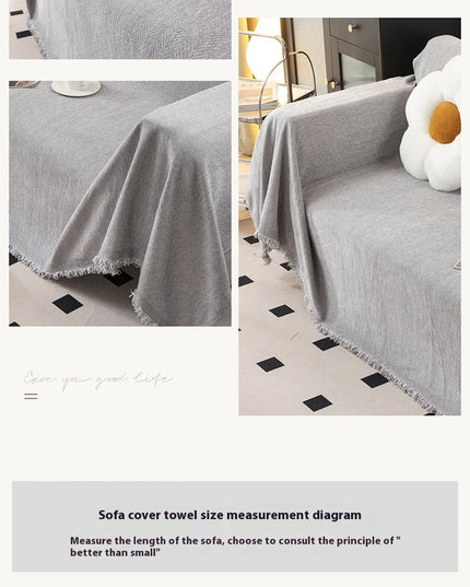 Home Sofa Cover With Tassel Living Room Sofas Blanket Cover Sofa Cover Seat 3 Seater Sofa Blanket Cover Beige
