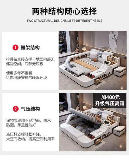 Comforter Mattresses Double Bed Luxury Organizer Bedframe Headboards Double Bed Bedroom Smart Camas De Dormitorio Furniture Home