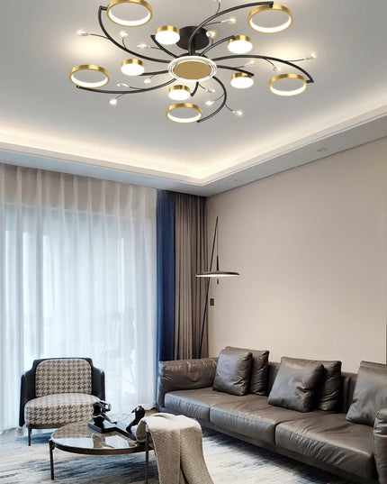 Modern Led Chandelier Gold Aluminum Luxury Pendant Lights For Living Room Bedroom Study Room K9 Crystal Decorative Lamps 90-260V