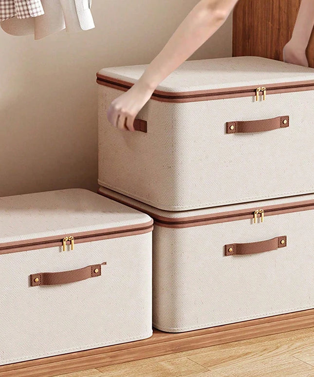 Foldable Clothes Storage Box, Closet Organizer Container with Handle and Zipper,Suitable for Wardrobe, Closet,Blanket (Washable)