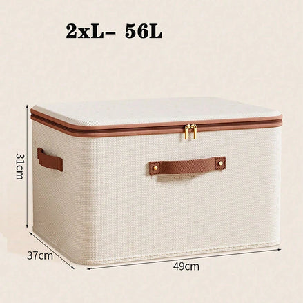 Foldable Clothes Storage Box, Closet Organizer Container with Handle and Zipper,Suitable for Wardrobe, Closet,Blanket (Washable)