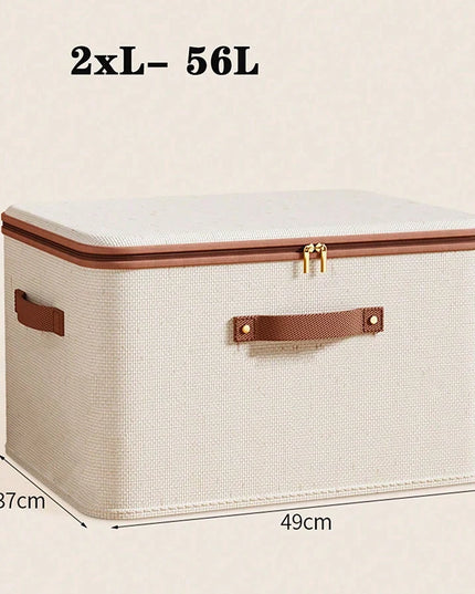 Foldable Clothes Storage Box, Closet Organizer Container with Handle and Zipper,Suitable for Wardrobe, Closet,Blanket (Washable)