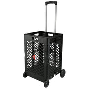 Grid trolley large-capacity plastic folding shopping cart four-wheel plastic folding luggage cart shopping trolley