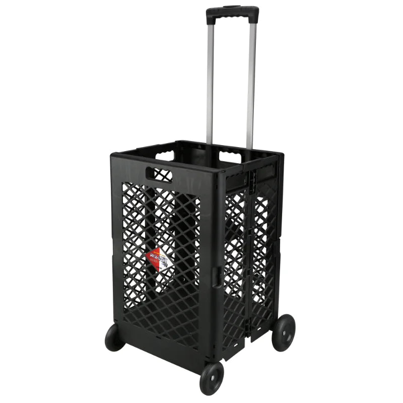 Grid trolley large-capacity plastic folding shopping cart four-wheel plastic folding luggage cart shopping trolley