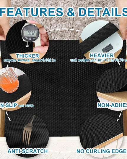 1PC Kitchen Shelf Liner - Non-Slip Waterproof Drawer Mat, Washable Oilproof Cabinet Pad, Non-Adhesive Black