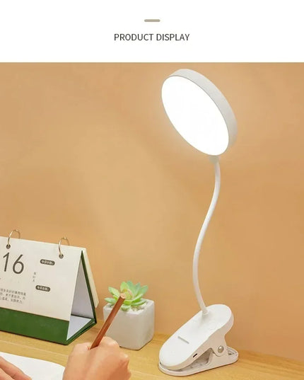 Portable USB Table Lamp Rechargeable Desk Lamp with Clip Bed Reading Night Light LED Touch 3 Modes Dimming Eye Protection Light