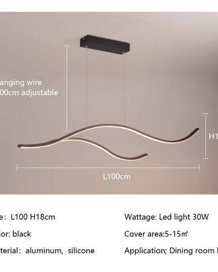 Modern Minimalist Led Chandelier Creative Personality Dining Room Bar Pendant Light Lighting Kitchen Hanging Lamp Lustre Fixture
