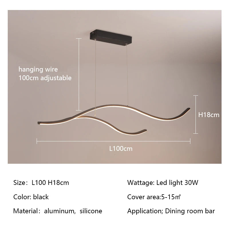 Modern Minimalist Led Chandelier Creative Personality Dining Room Bar Pendant Light Lighting Kitchen Hanging Lamp Lustre Fixture
