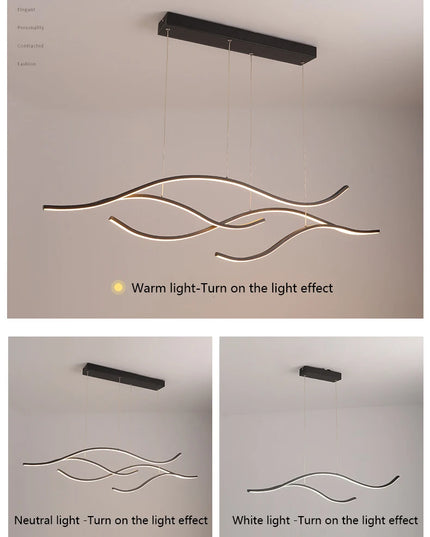 Modern Minimalist Led Chandelier Creative Personality Dining Room Bar Pendant Light Lighting Kitchen Hanging Lamp Lustre Fixture