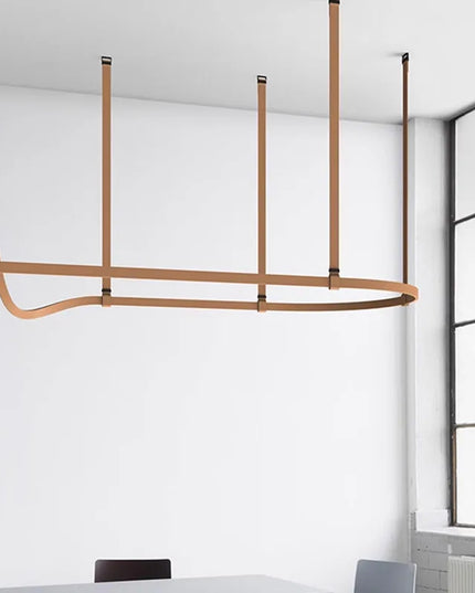 Modern LED Leather Chandelier Minimalist long chandelier For Living Room Kitchen Island Decor Dining Table Hanging Lamp fixtures