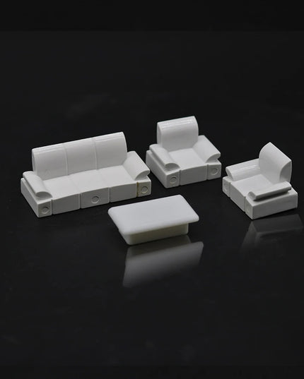 2 Sets 1:50 1:75 DIY Architecture Building Indoor Furniture Model Diorama ABS Plastic Sofa Set House Decoration for Layout