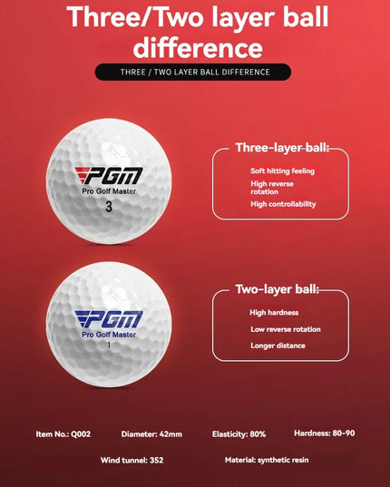 PGM Official 3-Layer Premium Golf Balls Practice Compet Performance Training for Distance Straight Shots Golf Design for Sports