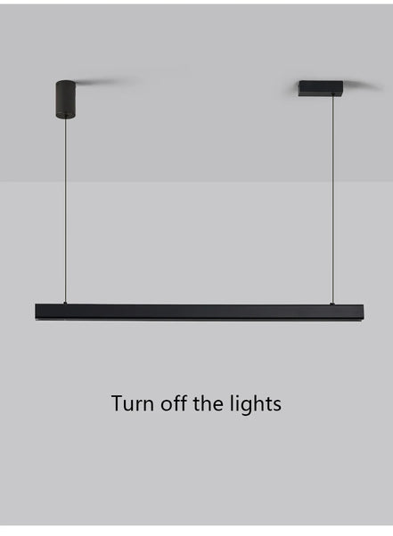 Modern LED linear chandelier for dining room office white bar pendant lights kitchen island lighting black minimalist lamp
