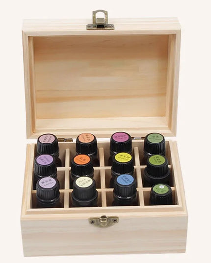 Essential Oil Wooden Storage Box 12/25 Slots Carry Organizer Essential Oil Bottles Aromatherapy Container Storage Box Case