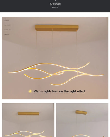 Modern Minimalist Led Chandelier Creative Personality Dining Room Bar Pendant Light Lighting Kitchen Hanging Lamp Lustre Fixture