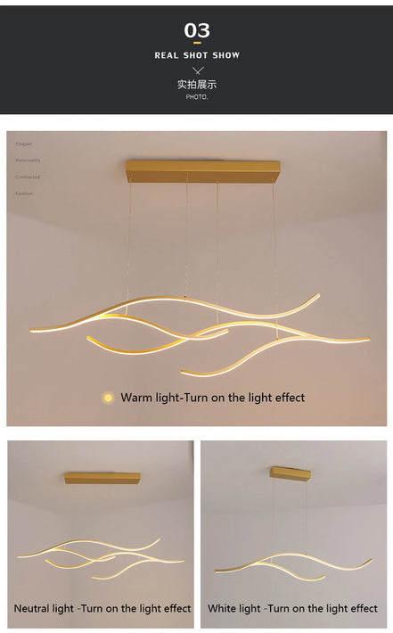 Modern Minimalist Led Chandelier Creative Personality Dining Room Bar Pendant Light Lighting Kitchen Hanging Lamp Lustre Fixture