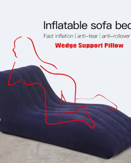Portable S-shaped Love Position Labor-saving Sitting Inflatable Sofa Bed Yoga Chaise Lounge For Garden Bedroom Folding Furniture