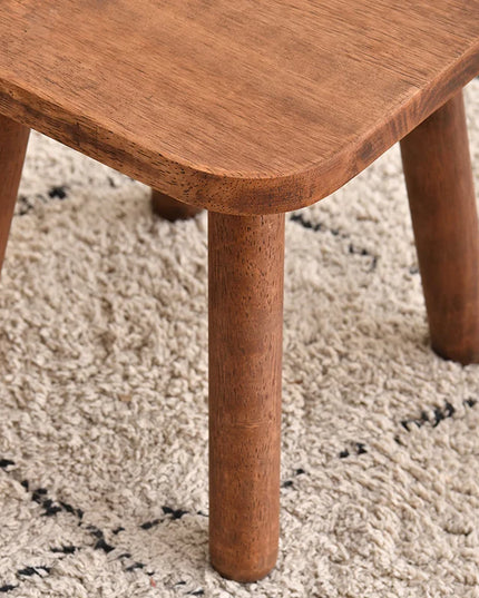 1pc All Solid Wood Shoe Changing Stool, Small Walnut Color Stool For Living Room, Entrance, Bathroom, Bedroom, Kitchen