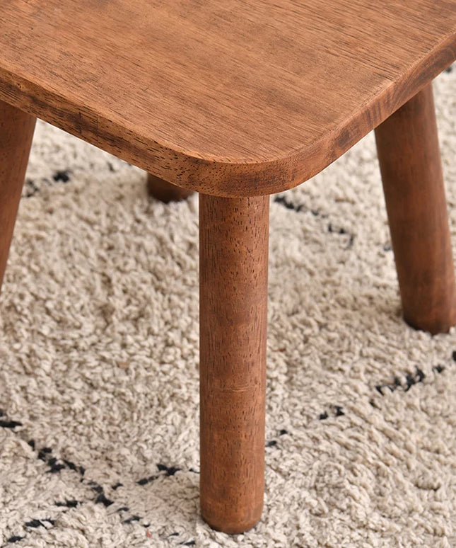 1pc All Solid Wood Shoe Changing Stool, Small Walnut Color Stool For Living Room, Entrance, Bathroom, Bedroom, Kitchen