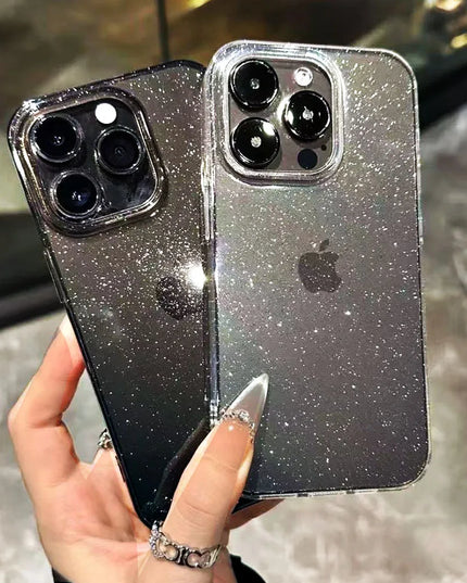 New Luxury Bling Glitter Clear Case For iPhone 16 15 14 13 12 11 Pro Max Mini X XR XS Shockproof TPU Transparent Soft Cover