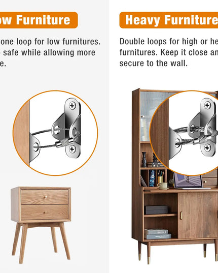 6 Sets Furniture Anchors Anti Tip Furniture Anchors for Baby Proofing, Safety Anchor Furniture Fasteners to Wall