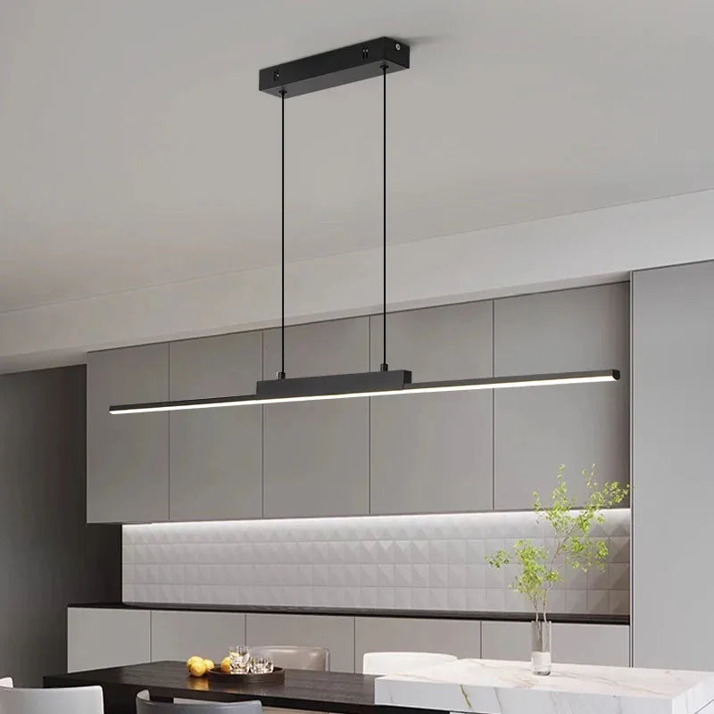 Modern LED Chandelier Featuring Minimalist Linear Panel Design 80/100cm Textured Pendant Light For Dining Rooms Bedrooms  Studie