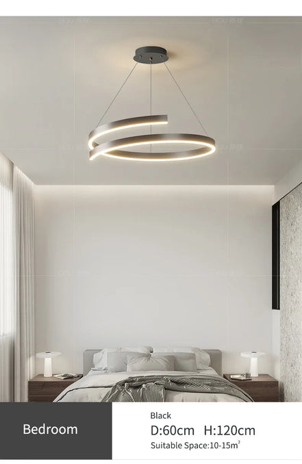 Modern LED spiral chandelier is suitable for living room dining room bedroom study villa home decoration lighting room decoratio