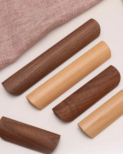 Natural Wood Furniture Handles Kitchen Door Knobs Cabinets Pulls Beech Wooden Handles for Cabinet and Drawers Furniture Hardware