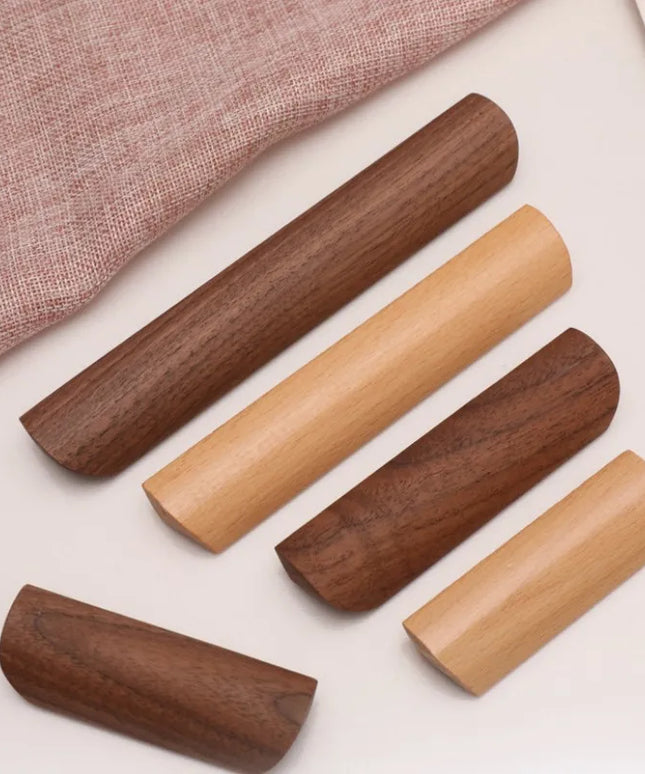 Natural Wood Furniture Handles Kitchen Door Knobs Cabinets Pulls Beech Wooden Handles for Cabinet and Drawers Furniture Hardware