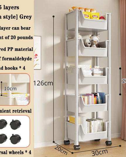 Children's Bookcases Rack Cart Home Toy Storage Reading Shelves Furniture With Wheels Removable Small Bookshelves With Wheels