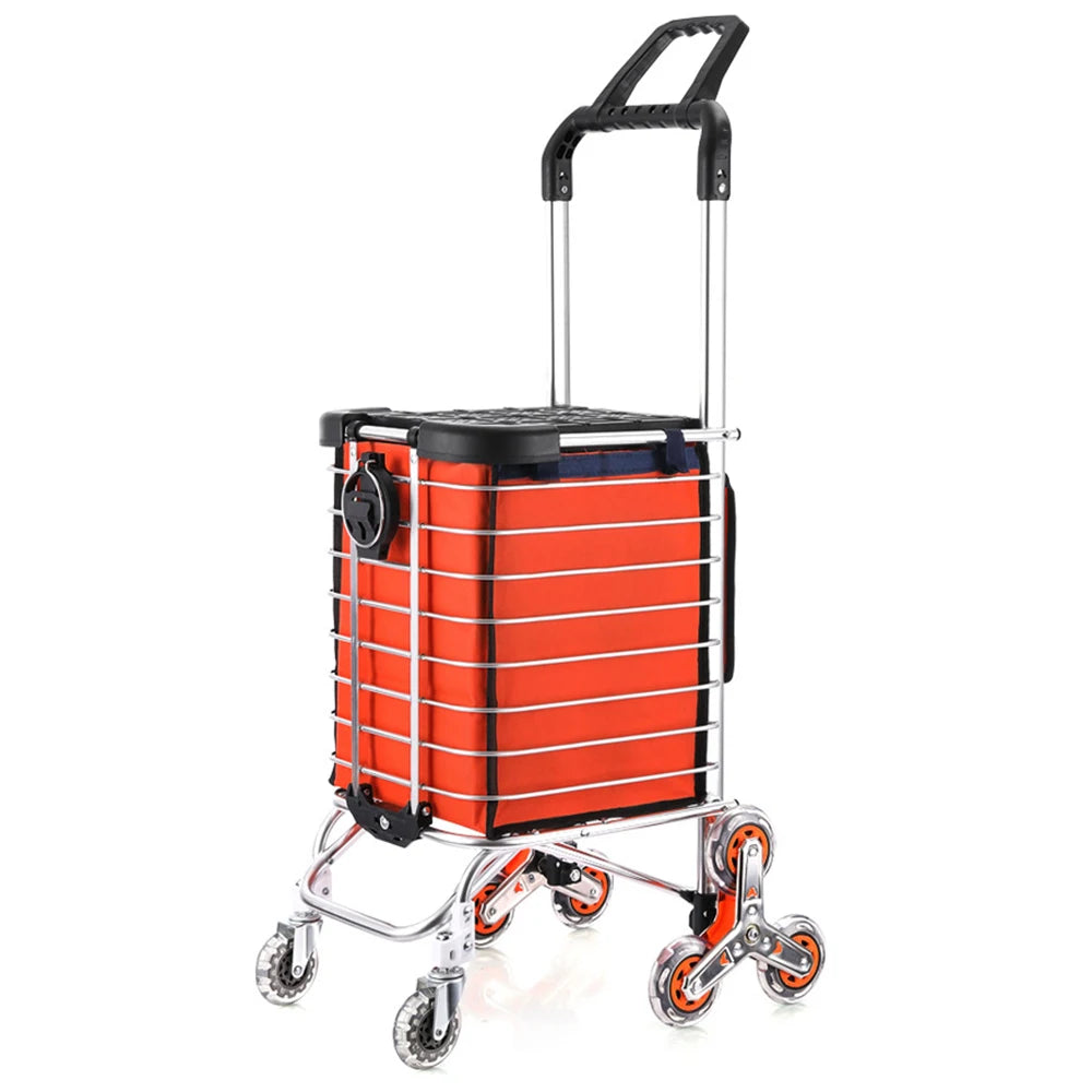 1PC Stainless Steel Portable Shopping Cart Roller Puller Household Luggage Carrier Ergonomic Design for Easy Carrying And Moving