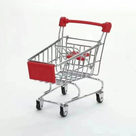 Small Mini Shopping Cart Model - Desktop Office Decorations, Ornaments, Storage Toys, Children's Simulated Supermarket Cart