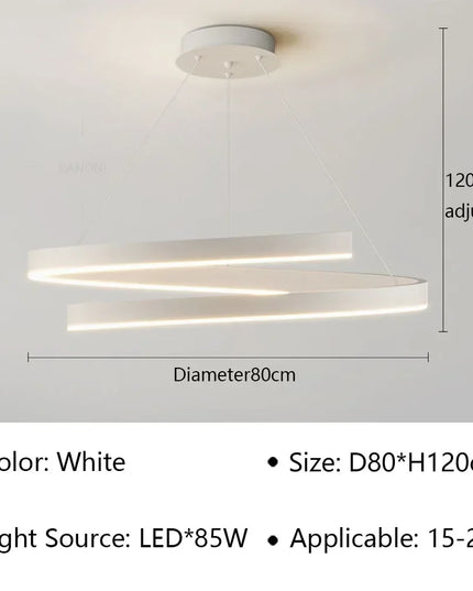Modern LED spiral chandelier is suitable for living room dining room bedroom study villa home decoration lighting room decoratio