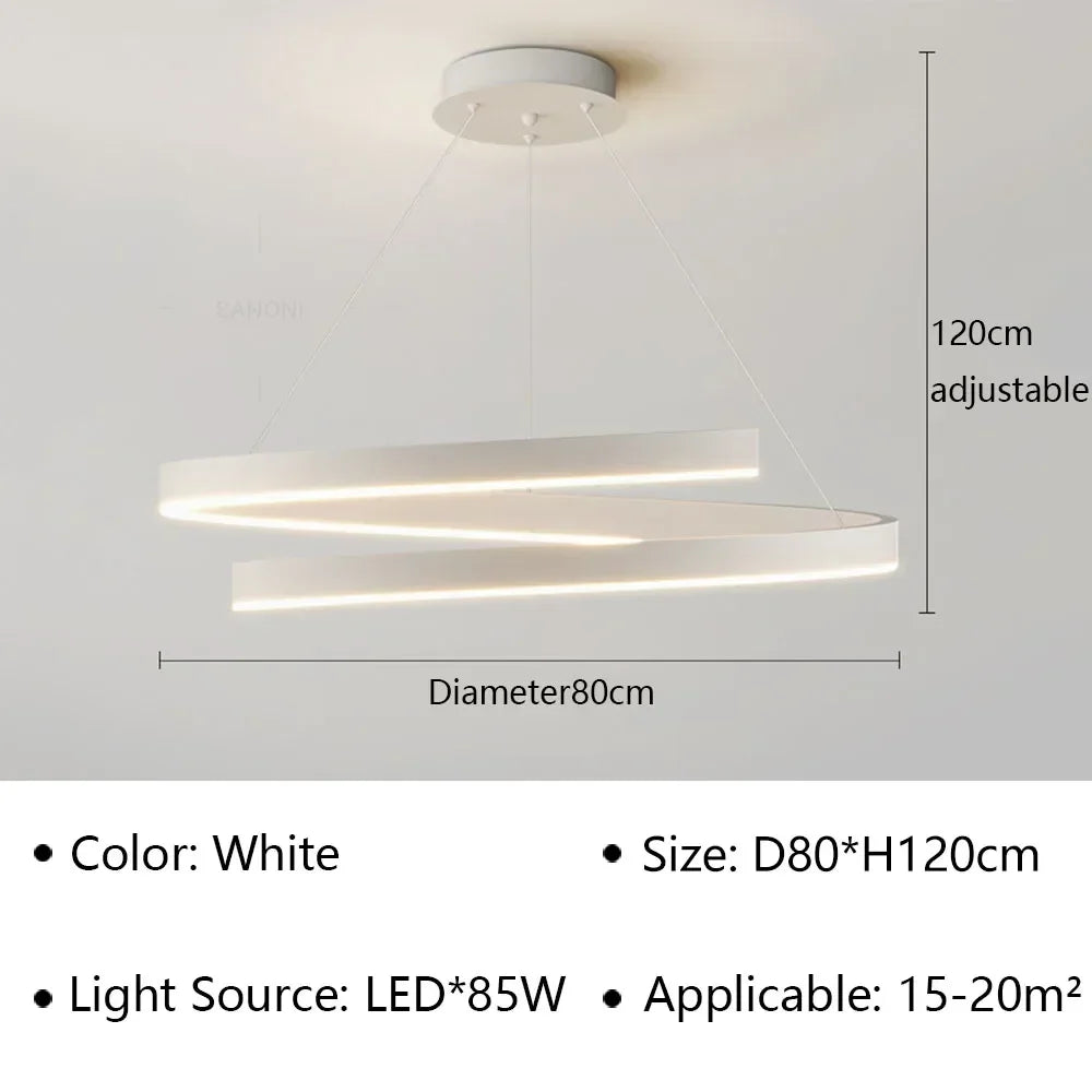 Modern LED spiral chandelier is suitable for living room dining room bedroom study villa home decoration lighting room decoratio