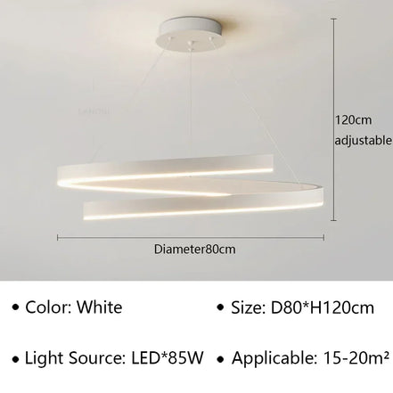 Modern LED spiral chandelier is suitable for living room dining room bedroom study villa home decoration lighting room decoratio