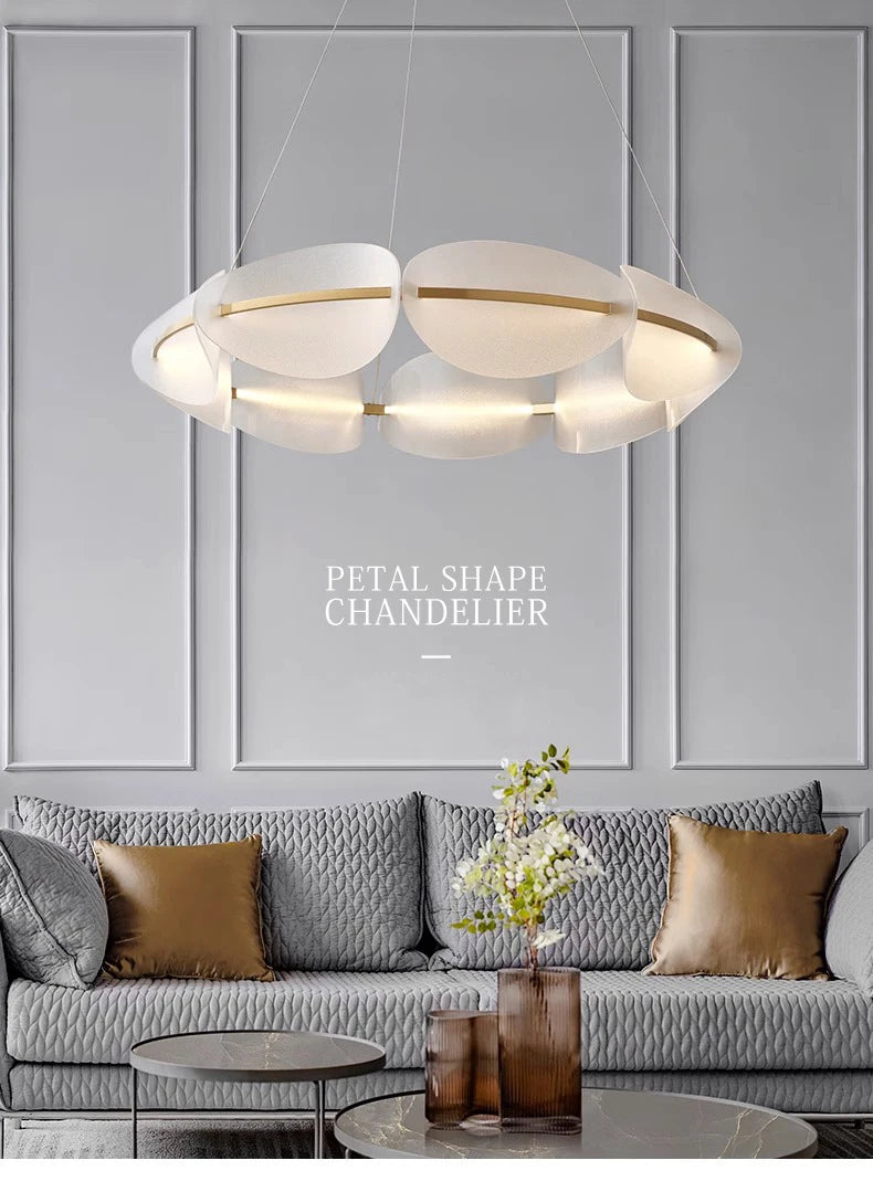 Modern leaf chandelier luxury designer Acrylic ring light Dining Room Home Bedroom Kitchen Hanging Lights Decor sofa living room