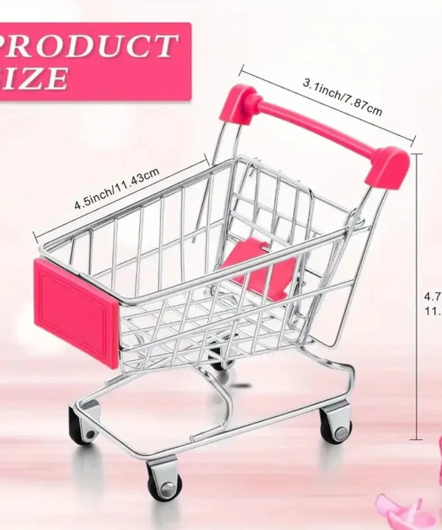 Small Mini Shopping Cart Model - Desktop Office Decorations, Ornaments, Storage Toys, Children's Simulated Supermarket Cart