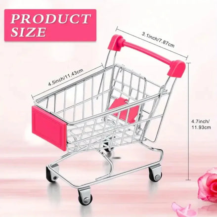 Small Mini Shopping Cart Model - Desktop Office Decorations, Ornaments, Storage Toys, Children's Simulated Supermarket Cart