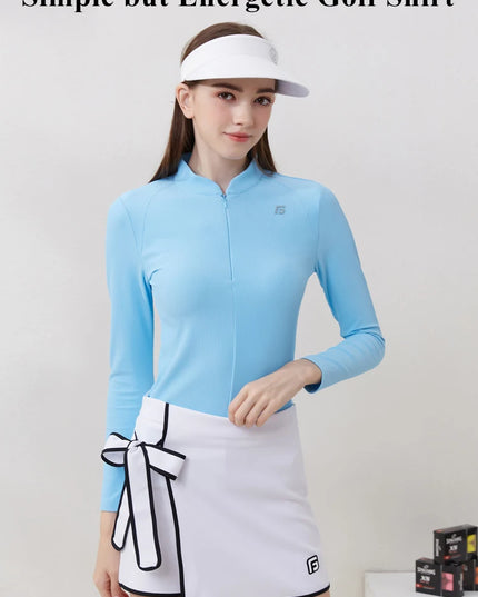 Golfist Golf Women Clothing Autumn Spring Long Sleeve T-shirt Stand Collar Golf Apparel Tennis Athletic Top