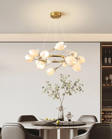 Modern Luxury French Creamy Wind Ceramic Chandelier Living Dining Room Bedroom Led Pendant Lamp Home Decor Hanging Light Fixture