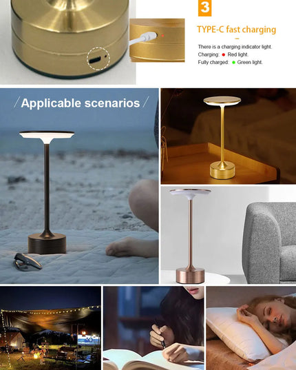 LED Table Lamp USB Rechargeabl Portable  Touch Sensor Desktop Night Light Bedroom Night Light Reading Lamps Decor Light