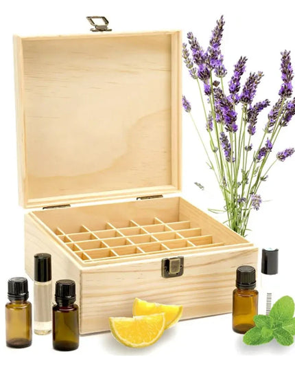 Essential Oil Wooden Storage Box 12/25 Slots Carry Organizer Essential Oil Bottles Aromatherapy Container Storage Box Case