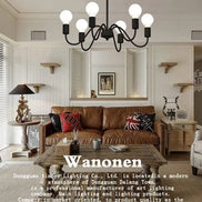Modern Chandelier  Industrial  Living Room Black E27 Hotel Hall Home Decor Parlor Retro Simple Household Art Pendant Lights