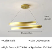 Modern LED spiral chandelier is suitable for living room dining room bedroom study villa home decoration lighting room decoratio