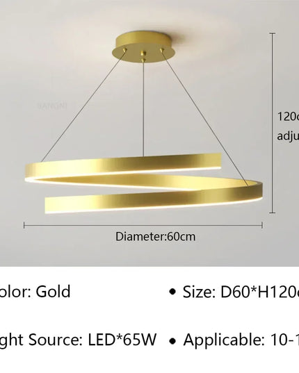Modern LED spiral chandelier is suitable for living room dining room bedroom study villa home decoration lighting room decoratio