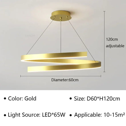 Modern LED spiral chandelier is suitable for living room dining room bedroom study villa home decoration lighting room decoratio